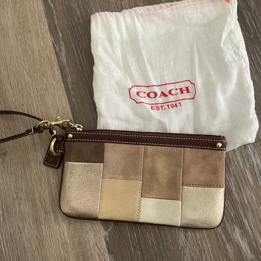 Coach Brown and Gold Wristlet